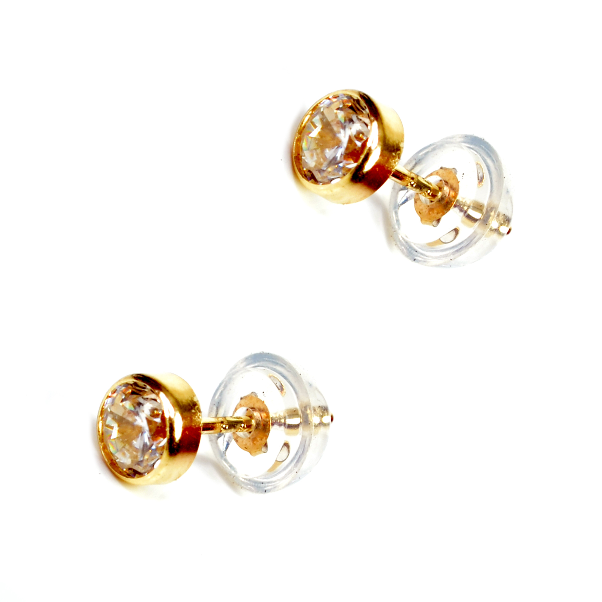 ΣΚΟΥΛΑΡΙΚΙΑ SENZIO Belibasakis Κ9 Κίτρινο Χρυσό με Πέτρες Ζιργκόν 09E-0011-2 - 